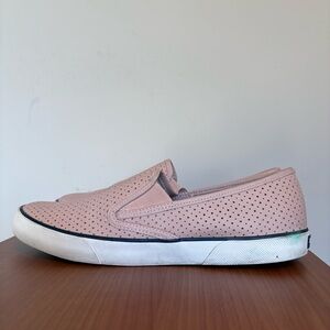 Sperry Pink Laser cut Perforated Loafers with White Sole size 11